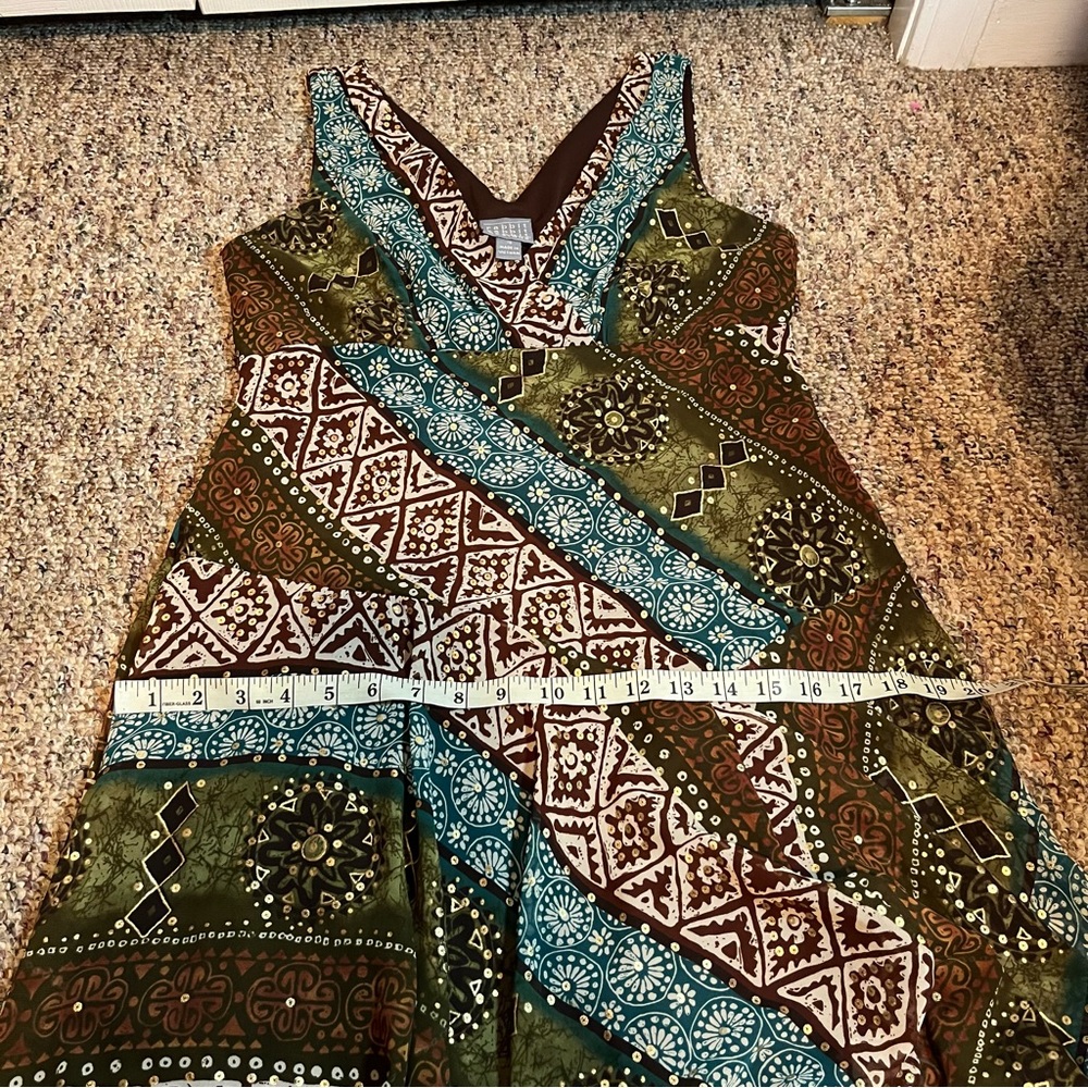 Vtg 90s Rabbit Rabbit Rabbit Dress Aztec 90’s Printed Asymmetrical Midi/Max - Picture 11 of 13